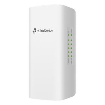 Switch PoE para Exterior / 5 Puertos Gigabit / PoE++ 90W IN / 4x PoE+ 64W OUT / IP55 / 10 Gbps / Gestión Omada
