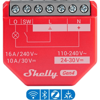 Relevador Inteligente / 16A / Medición de Consumo AC / Wi-Fi 2.4 GHz y Bluetooth / 110-240V / Sin Hub