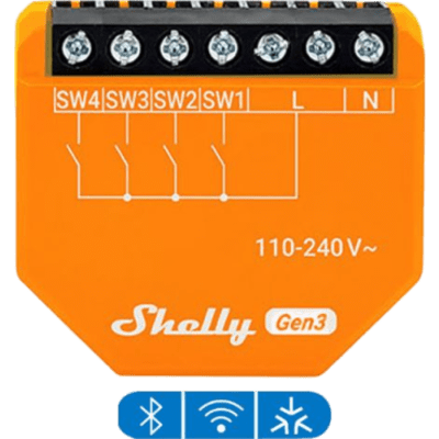 Controlador de Entradas Digitales / WiFi 2.4 GHz / 4 Canales / AC 110-240V / 0.14×0.12×0.06 ft / Control Local y Nube