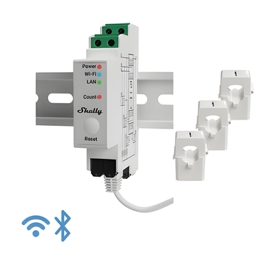 Medidor de Energía Trifásico / Wi-Fi 802.11 b/g/n / Ethernet RJ45 / Riel DIN / 120 A por Fase / Memoria 60 Días
