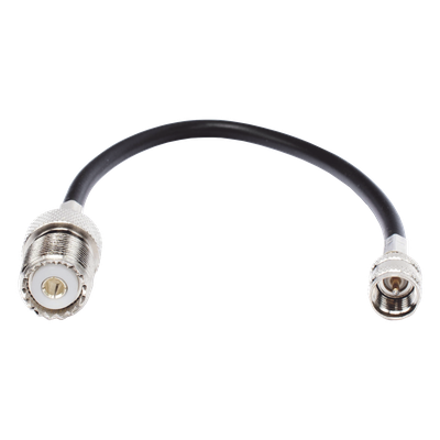 Jumper Adaptador RF / Mini UHF Macho a UHF Hembra (SO-239) / Cable RG-58/U 20 cm / Bronce Niquelado / Contacto Oro y Plata / Aislante Delrin