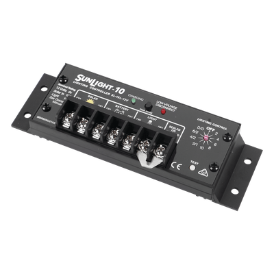 Controlador Solar para Iluminación / 20 A / 12 Vcc / 10 Opciones de Iluminación / Detección Automática Día/Noche / Regulación 14.1 V