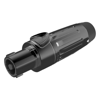 Conector Speakon Hembra / 4 Polos / 30 A / IP54 Acoplado / Carcasa Metálica Negra / AWG10