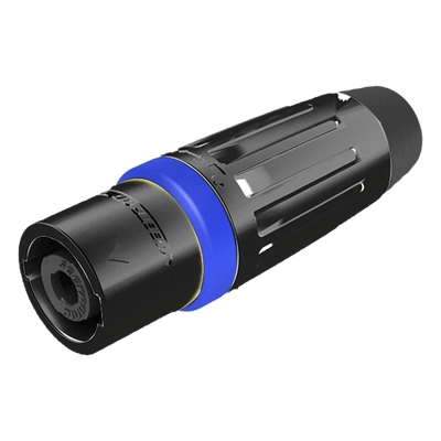 Conector Speakon Macho / 4 Polos / 30 A / IP54 / Carcasa Metálica Negra / AWG10