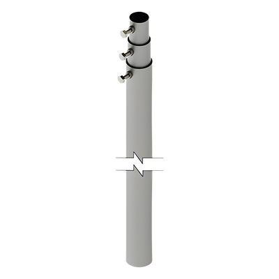 Mástil Telescópico / 9 m (29.5 ft) / 3 Secciones / Carga 6 kg / Antenas hasta 25 cm / Galvanizado Calibre 20