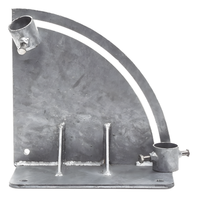 Base para Mástil con Ajuste de Ángulo / Acero Galvanizado en Caliente / Mástil 1″ a 1-3/4″ / Inclinación 0° a 60° / Tolerancia ±5 cm