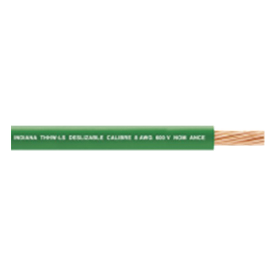 Cable Eléctrico THW-LS / Calibre 8 AWG / 19 Hilos / 90°C Seco / 75°C Húmedo / Bobina 100 m (328 ft) / Verde
