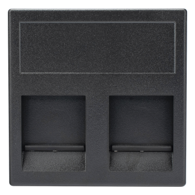 Módulo de Placa con Guardapolvo / 2 Espacios Keystone RJ45 / 45×45 mm / 8.5 mm Profundidad / Compatible Cajas Teleblock y Ofiblock