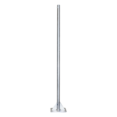 Mástil de Acero / 2 m (6.6 ft) de Altura / Tubo 2″ Calibre 18 / Base 30 x 30 cm / Galvanizado por Inmersión en Caliente / Opresor Integrado