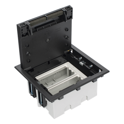 Caja de Piso Falso / 2 Módulos Dobles / Profundidad Ajustable 90-120 mm (3.54-4.72 in) / Tapa Embellecedor / IK08 / +125 °C