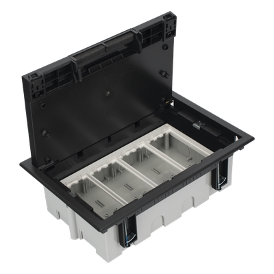 Caja de Piso Falso / 4 Módulos Dobles / Profundidad Ajustable 90-120 mm (3.54-4.72 in) / IK08 / +125 °C / Tapa Embellecedora