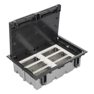 Caja de Piso Falso / 6 Módulos Dobles / Profundidad Ajustable 90-120 mm (3.54-4.72 in) / Tapa Embellecedora / IK08 / +125 °C