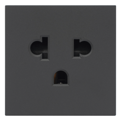 Módulo para Tomacorriente Euroamericano / Color Grafito / 45×45 mm (1.77 x 1.77 Pulgadas) / Compatible con Torres y Cajas para Escritorio