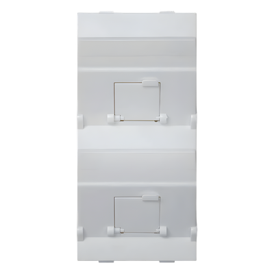 Placa Voz y Datos Inclinada / 2 Puertos RJ45 Keystone / Guardapolvos Integrados / 108×52 mm / Termoplástico
