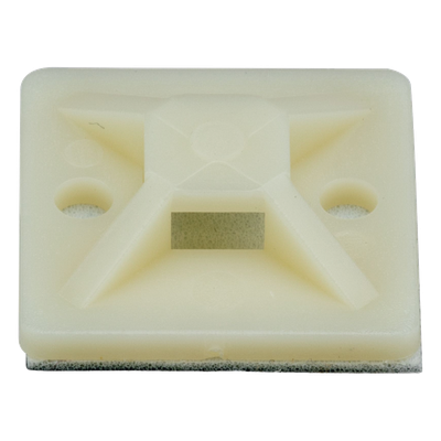 Montaje Adhesivo para Bridas / 25 x 25 mm (0.98 x 0.98 in) / Nylon 6.6 V-2 / 4 Vías / Interior y Exterior / Paquete 100 pz