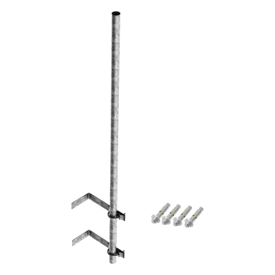 Mástil de Montaje en Pared / Acero Galvanizado / 3 m (9.8 ft) de Altura / Diámetro 1-1/4′ Ced. 30 / Herrajes Tipo L y Abrazaderas Tipo U