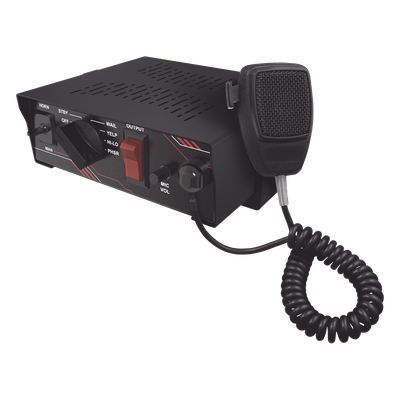 Sirena Vehicular / 100 W / Multivoltaje 12~24 VCD / 6 Tonos Clásicos / Micrófono Integrado / Certificación SAE J1849