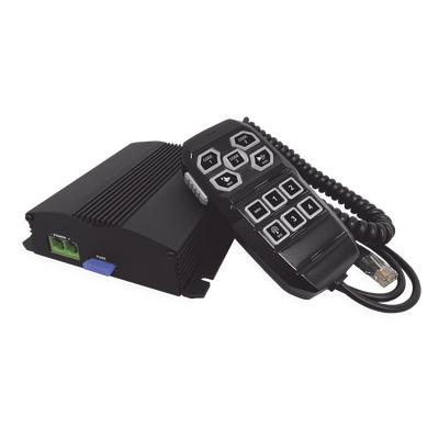 Sirena Vehicular / 100W / Multivoltaje 12~24 VCD / 22 Ciclos de Tono / 4 Salidas Auxiliares / Megafonía y Radio Integradas