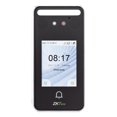 Terminal de Control de Acceso Facial / 500 Rostros / 3,000 Tarjetas / Pantalla 2.4″ / IP65 / CPU Dual Core 1.2 GHz / 256 MB RAM / Cámara Binocular 1 MP / 185×58.5×20 mm (7.28×2.30×0.79 in)