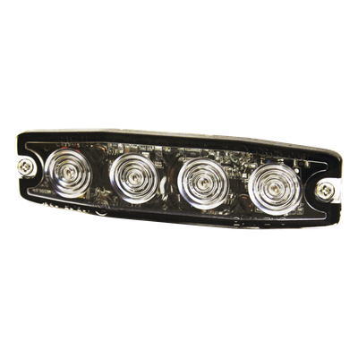 Luz Auxiliar LED / 4 LED / Ámbar / SAE Clase 1 / Perfil Bajo 0.26′ (6.60 mm) / 24 Patrones de Destello / Sincronización Múltiple