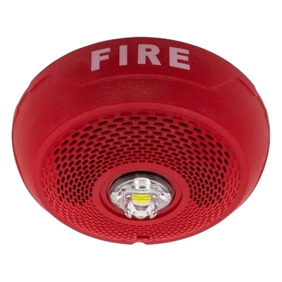 Bocina con Lámpara Estroboscópica LED / Montaje en Techo / Lente Rojo / Candela Seleccionable / 25-70.7 VRMS / 1/4-2 W