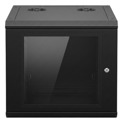 Gabinete de Pared 9U / 19 in / Profundidad 635 mm (2.08 ft) / Carga 100 kg / Cristal Templado / Acero Reforzado