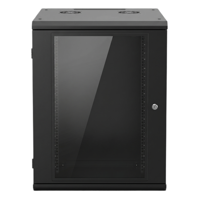 Gabinete de Pared 16U / 635 mm (25 in) Profundidad / Cristal Templado / Acero Reforzado / 100 kg Capacidad / Interior