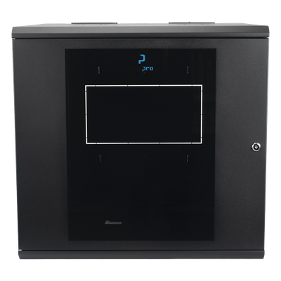 Gabinete de Pared Abatible / Rack 19″ 12U / Ventana Cristal Templado / Apertura 120° / Laterales Removibles