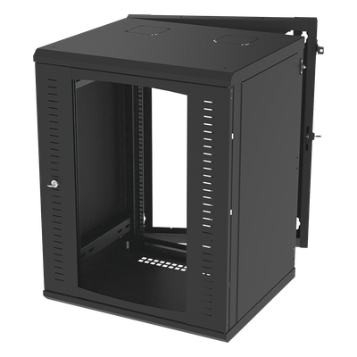 Gabinete de Pared Abatible / Rack 19″ 16U / Cristal Templado / Carga 70 kg / Ventilación Opcional
