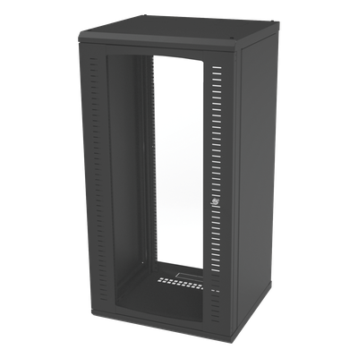 Gabinete para Montaje en Pared, Puerta de Cristal Templado, Cuerpo Fijo con Rack 19″ de 24 Unidades