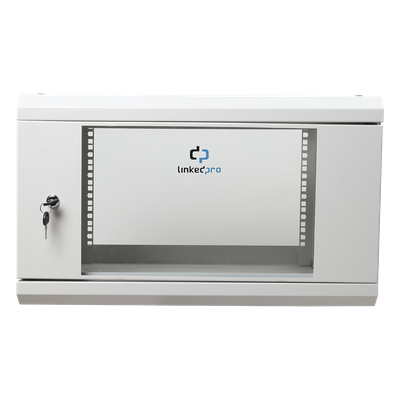 Gabinete de Pared 6U / 19″ / Profundidad 455 mm (1.49 ft) / Cristal Templado / Carga 80 kg / Acero Reforzado