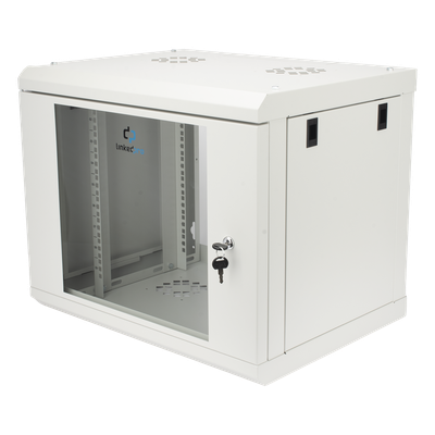 Gabinete de Pared 9U / Rack 19″ / Cristal Templado / Profundidad 479.5 mm / Carga 80 kg / Acero Reforzado
