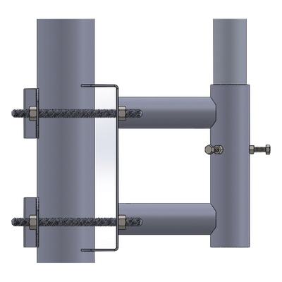 Adaptador de Mástil a Poste / Acero ASTM A36 / Galvanizado por Inmersión en Caliente / Diámetro de Mástil 5.08 cm (2′) / Postes hasta 7.62 cm (3′) de Diámetro