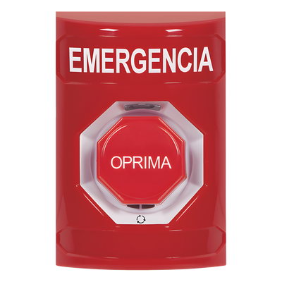 Botón de Emergencia / Acción Mantenida / Girar para Restablecer / LED Multicolor / Texto Español / ADA / Anti-Vandálico