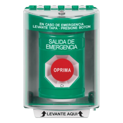 Botón de Salida de Emergencia / Acción Mantenida / Cubierta de Policarbonato / Bocina Integrada / Superficie con Espaciador