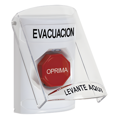 Botón de Evacuación / Tapa Protectora Policarbonato / Restablecimiento con Llave / Uso Interior y Exterior / Compatible UL, cUL y ADA