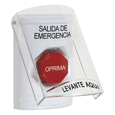 Botón Multipropósito / Texto Salida de Emergencia / Llave para Restablecer / Bocina de Alarma Integrada / Tapa de Policarbonato / 2 Relevadores Forma C / Interior