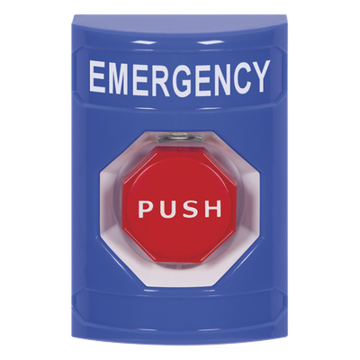 Botón de Emergencia / Texto en Español / Momentáneo / Anti-activación Accidental / Policarbonato Resistente / UL cUL ADA