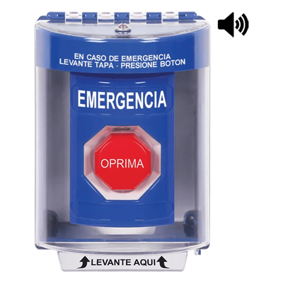 Botón Multipropósito de Emergencia / Superficie con Espaciador / 2 Relés C/NO-NC 10 A @ 250 VCA / Tapa de Policarbonato / Bocina Prealarma / ADA / -40 °C a 121 °C