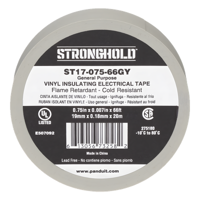 Cinta Aislante Eléctrica / PVC 0.18 mm / 19 mm x 20.12 m (66 ft) / 600V / UL 510 / Gris
