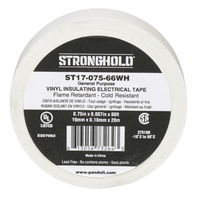 Cinta Aislante Eléctrica / PVC 0.18 mm / 19 mm x 20.12 m (66 ft) / 600V / UL 510 / -10°C a 80°C / Interior-Exterior