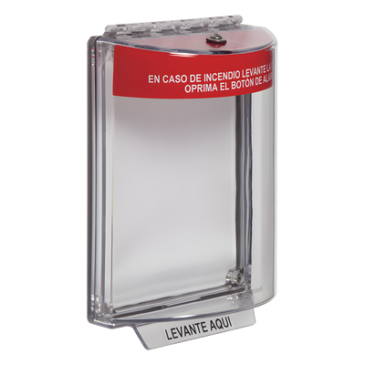 Cubierta Protectora de Policarbonato / Montaje Empotrado / Rango Térmico -40 a 121 °C / Diseño Compacto 103×151 mm / Texto de Incendio en Español