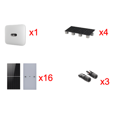 Kit Solar de Interconexión / 10 kW / 220 Vca / Eficiencia 98.40% / 16 Módulos 645W / Montaje para 4 Módulos