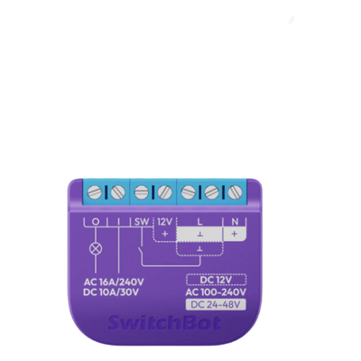 Relé Switch Inteligente para Garaje / WiFi + BLE / Matter / Entrada 12-48V CC o 100-240V CA / Salida 30V 10A / 42 x 36 x 16 mm (1.7 x 1.4 x 0.6 in)