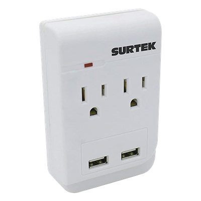 Multicontacto / 2 Salidas AC Aterrizadas / 2 Puertos USB / 15A / 300J / 4.57 x 3.78 x 1.10 pulgadas