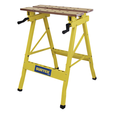 Banco de trabajo portátil / Capacidad 100 kg / Base inclinable / Acero resistente / 60.5 cm ancho / 1.98 ft altura