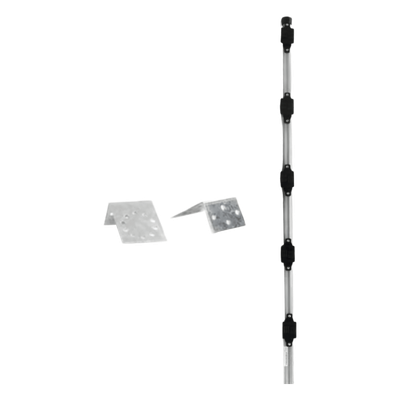 Poste para Cerco Eléctrico / 1 m (3.3 ft) de Altura / 5 Aisladores de Paso / Base Multiposición / Acero Galvanizado