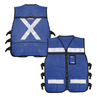 Chaleco Reflejante / 6 Bolsas Externas / 6 Broches Ajustables / Talla Grande / 2′ Prismático / Algodón 250 gr/m