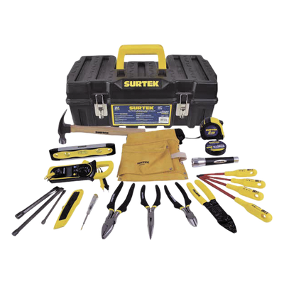 Juego de Herramientas para Electricista / 21 Piezas / Multímetro Digital de Gancho / Destornilladores Aislados 1000V / Caja Plástica 21″ (53.3 cm)