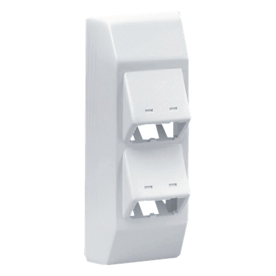 Soporte de 4 Puertos Mini-Com / Bisagras a Presión / Para Canaleta T45 / PVC Rígido / UL94V-0 / Blanco Mate